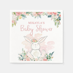 Serviette En Papier Joli Lapin Boisé Rose Baby shower Floral