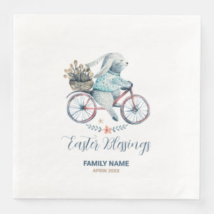 Serviette En Papier Joli lapin de Pâques à vélo