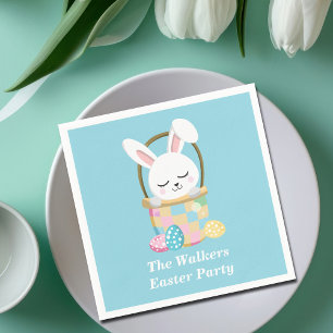 Serviette En Papier Joli lapin de Pâques bébé bleu personnalisé pour f