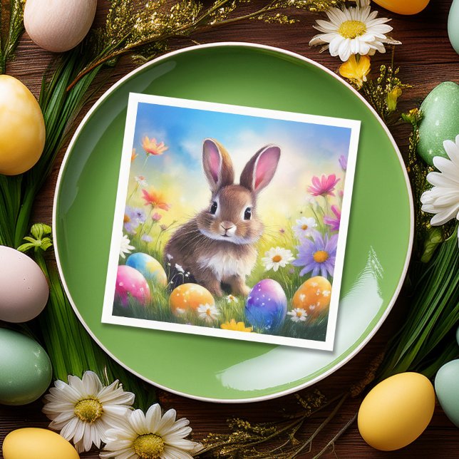 Serviette En Papier Joli lapin de Pâques Brown (Créateur téléchargé)