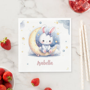 Serviette En Papier joli lapin et joli anniversaire de lune