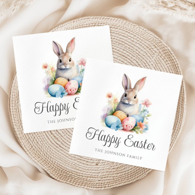 Serviette En Papier Joli Lapin Joyeuses Pâques (Cute Bunny Happy Easter Napkins)