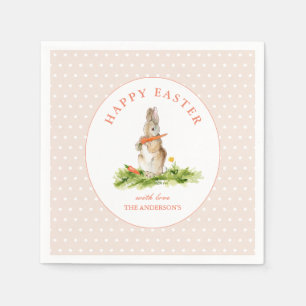 Serviette En Papier Joli Lapin Rose Joyeux Papier de Pâques Napkin