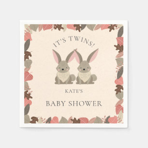 Serviette En Papier Joli lapin Twins Baby shower d'animaux de bois