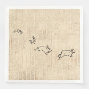 Serviette En Papier Joli lapin Vintage Thème Jumping lapins Art