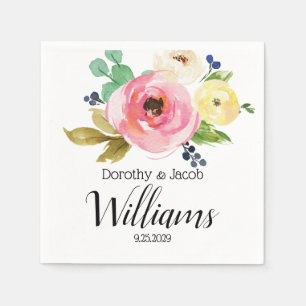 Serviette En Papier Joli Mariage Boho de Bouquet de Pony Rose Bleu
