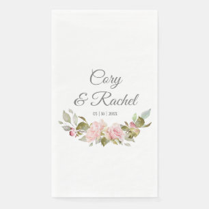Serviette En Papier Joli Mariage de Bouquet Roses Rose