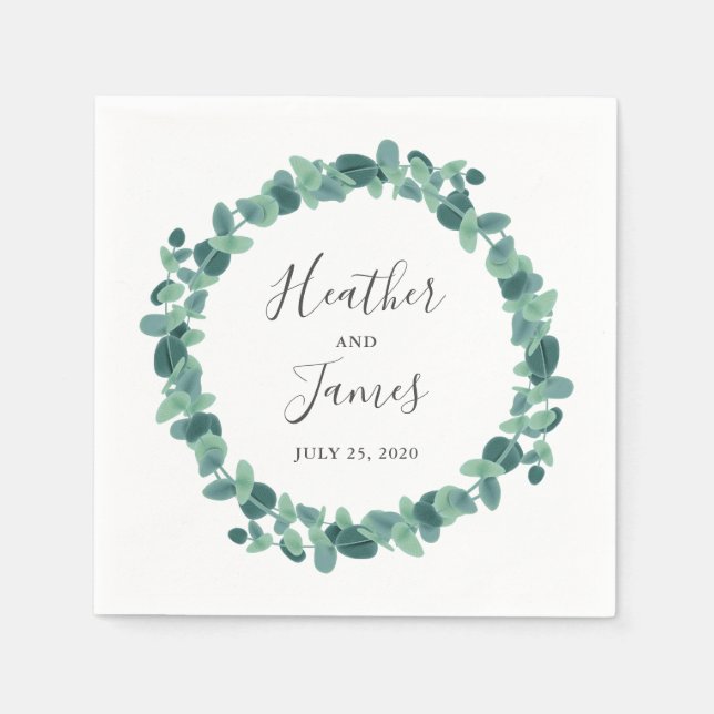Serviette En Papier Joli Mariage Eucalyptus (Devant)