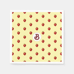 Serviette En Papier Joli monogramme de nom de crème de fraise féminine