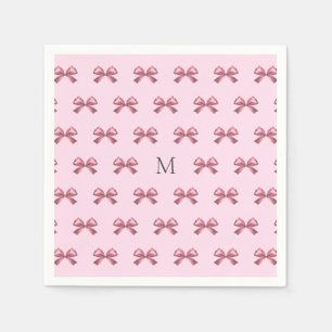 Serviette En Papier Joli Monogramme en satin rose rose
