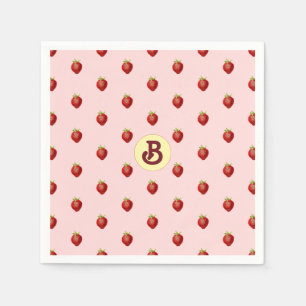 Serviette En Papier Joli monogramme rose fraise pour fille