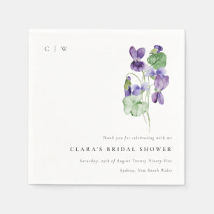 Serviette En Papier Joli Monogramme Violet Fête des mariées de Bund Fl
