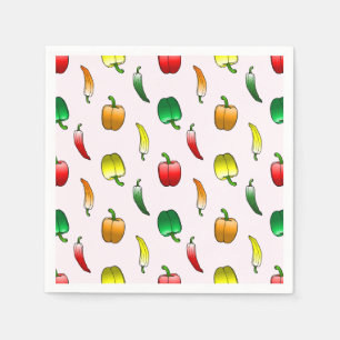 Serviette En Papier Joli motif avec des poivrons et des poivrons doux