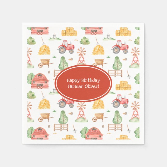 Serviette En Papier Joli Motif de l'agriculteur Little Kids (Devant)