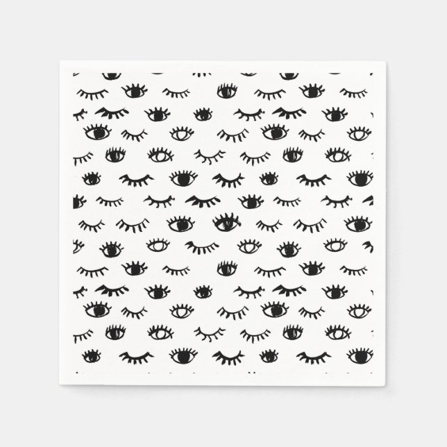 Serviette En Papier Joli Motif Doodle Eyelash (Devant)