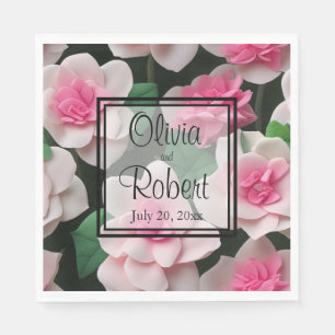 Serviette En Papier Joli motif fleuri rose boho