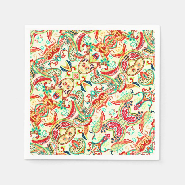 Serviette En Papier Joli motif paisley coloré (Devant)