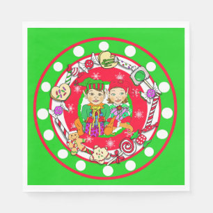 Serviette En Papier Joli Noël des elfes Whimsical