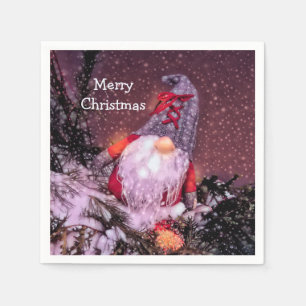 Serviette En Papier Joli Noël Gnome Arbre de Noël