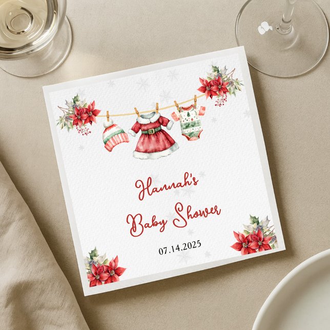 Serviette En Papier Joli Noël Sweet Père Noël bébé Baby shower fille (Créateur téléchargé)