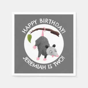 Serviette En Papier Joli opossum personnalisées dessin d'anniversaire
