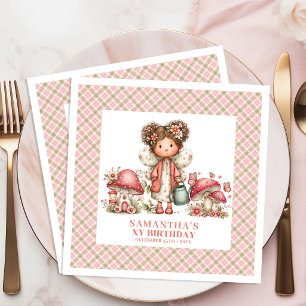 Serviette En Papier Joli papier rose fantaisiste pour le 1er anniversa