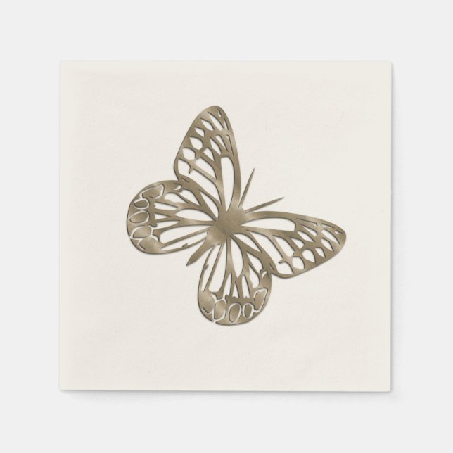 Serviette En Papier Joli Papillon Doré (Devant)