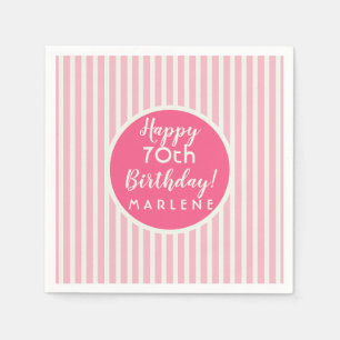 Serviette En Papier Joli Pastel Rose Bande 70e Anniversaire