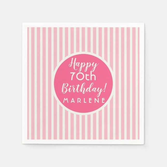 Serviette En Papier Joli Pastel Rose Bande 70e Anniversaire (Devant)