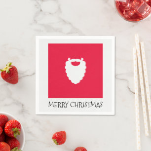 Serviette En Papier Joli Père Noël Beard Rouge Joyeux Noël