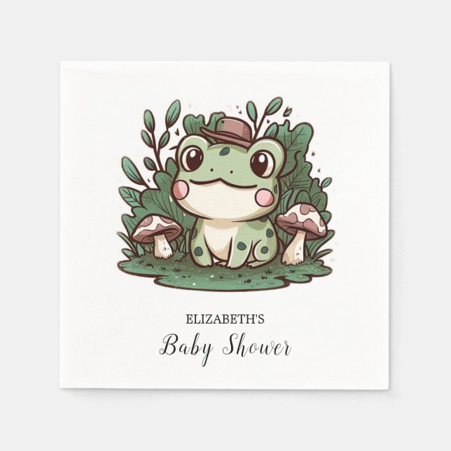 Serviette En Papier Joli petit Baby shower de grenouille (Devant)