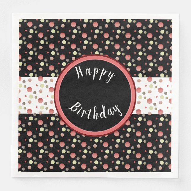 Serviette En Papier Joli Polka Point Heureux Anniversaire Papier Napki (Devant)