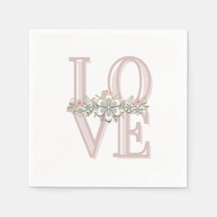 Serviette En Papier Joli Retro Floral Rose/Vert Faux Embossés