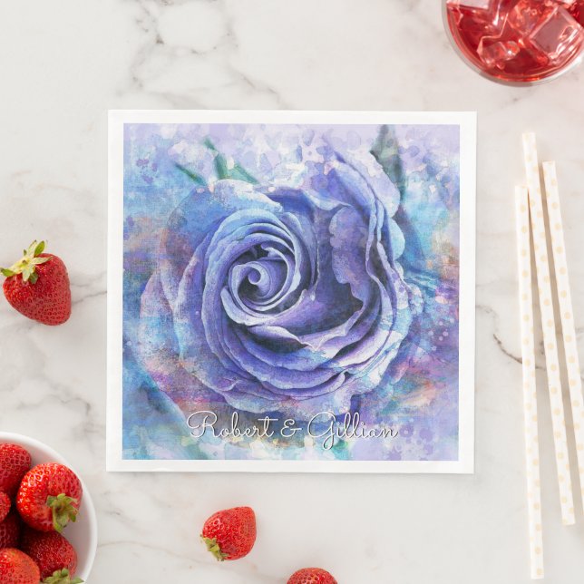 Serviette En Papier Joli Rose aquarelle (En situation)