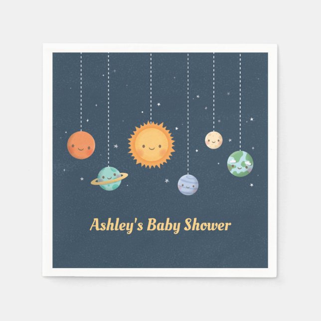 Serviette En Papier Joli Soleil Planètes Espace Baby shower à thème (Devant)