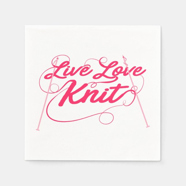 Serviette En Papier Joli Tricot Live Love Knit Quote papier (Devant)