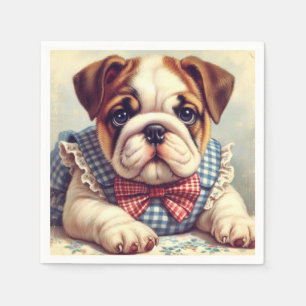 Serviette En Papier Joli Vintage anglais Bulldog Art