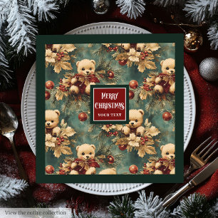 Serviette En Papier Joli vintage nounours de Noël
