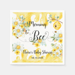 Serviette En Papier Jolie Abeilles de Miel Baby shower Floral Jaune