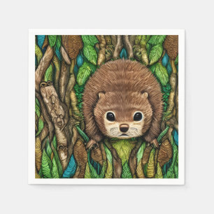 Serviette En Papier Jolie adorable petit bébé castor