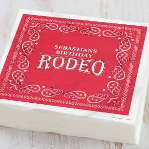 Serviette En Papier Jolie Anniversaire Simple Rodeo Typographie Rouge 