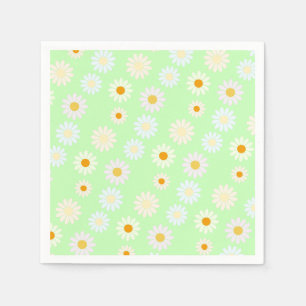Serviette En Papier Jolie aquarelle colorée Motif marguerite vert