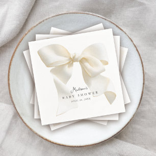 Serviette En Papier Jolie Baby Shower à l'Ivoire Coquette avec Nœud