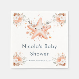 Serviette En Papier Jolie Baby Shower Étoile de Mer Florale