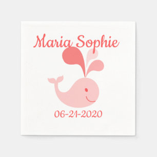 Serviette En Papier Jolie baleine rose mignonne