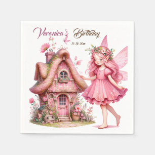 Serviette En Papier Jolie casserole rose d'aquarelle girly château fée