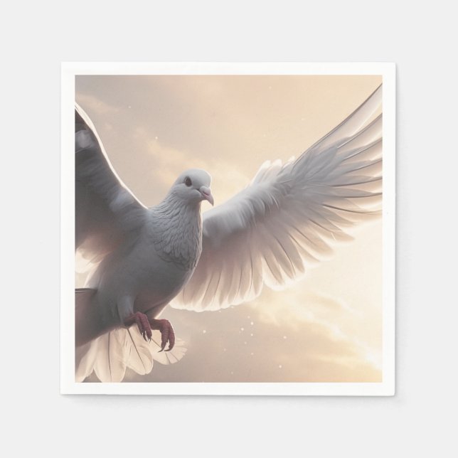 Serviette En Papier Jolie colombe blanche (Devant)