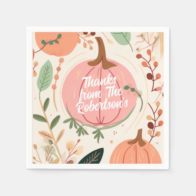 Serviette En Papier Jolie Earty Citrouille Foliage Thanksgiving Party (Devant)