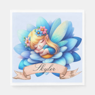 Serviette En Papier Jolie Fée Endormie Rêves Suaves Floraux Fantaisist