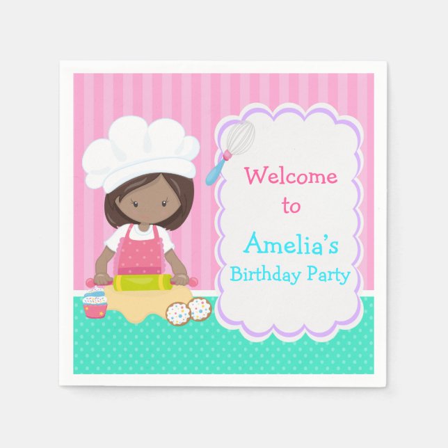 Serviette En Papier Jolie Fête d'Anniversaire Africaine Américaine (Devant)